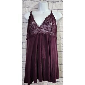 Escante Collection Burgundy Lace Bodice Nightgown1X Plus Flowy Sexy